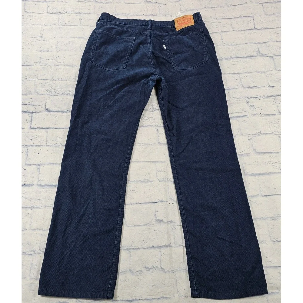 Levis 514 Corduroy Pants MENS 36x32 Navy Blue Straight Leg 5-Pocket Stretch